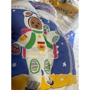 Astro Bears kids comforter Vtg Little Bear Astronauts Space Puppy USA Flags Twin
